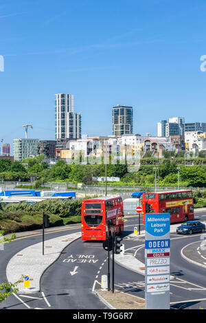 Neue Entwicklung auf der Greenwich Peninsula. Stockfoto