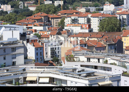 Vue Panoramique depuis La Colline de Notre-Dame de Fourvière. Lyon/Panoramablick aus der Sicht von Notre Dame De Fourviere Hill. Stockfoto