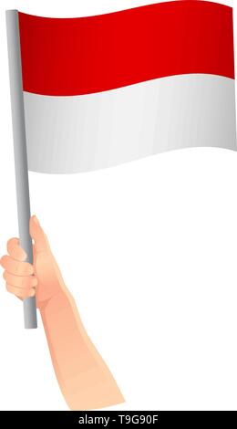 Indonesien Fahne in der Hand. Patriotischen Hintergrund. Nationalflagge von Indonesien Vector Illustration Stock Vektor