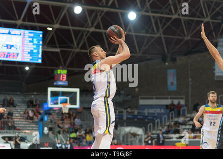 Andorra La Vella, Andorra Spieler in Aktion in der Liga ACB Endesa Übereinstimmung zwischen Mora Banc Andorra BC und CB Breogan, Endstand 91 - 87, am 18. Mai 2019 Stockfoto