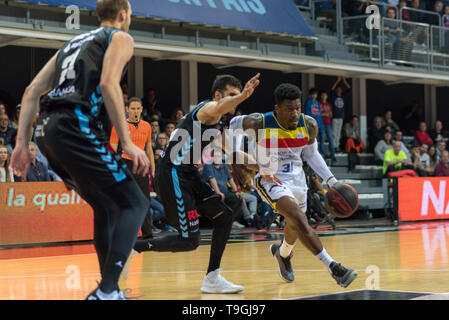 Andorra La Vella, Andorra Spieler in Aktion in der Liga ACB Endesa Übereinstimmung zwischen Mora Banc Andorra BC und CB Breogan, Endstand 91 - 87, am 18. Mai 2019 Stockfoto