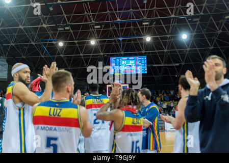Andorra La Vella, Andorra Spieler in Aktion in der Liga ACB Endesa Übereinstimmung zwischen Mora Banc Andorra BC und CB Breogan, Endstand 91 - 87, am 18. Mai 2019 Stockfoto