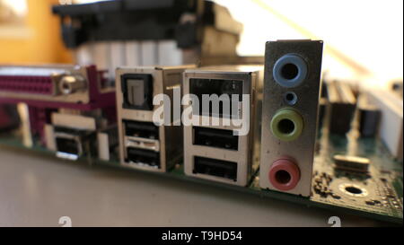 I/O-Panel auf dem Mainboard Stockfoto