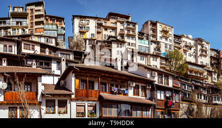 Stadt Veliko Tarnovo, Bulgarien - 24. März 2017. Panoramablick über die Altstadt Stockfoto