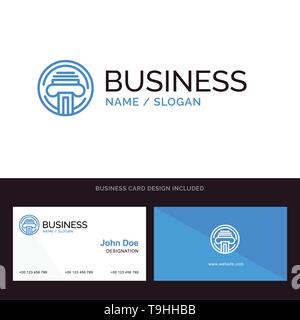 Drucker, Typ, Schreibmaschine, Schriftsteller Blue Business Logo und Visitenkarte vorlage. Vorder- und Rückseite Design Stock Vektor
