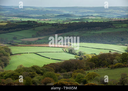 Schönen Frühling Landschaft Bild der Blick von Haytor in Dartmoor Nationalpark in Devon, England am schönen sonnigen Frühlingstag Stockfoto