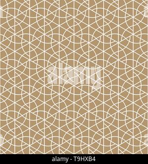 Nahtlose geometrischen Muster von japanischen Kumiko ornament inspiriert.. Gold Hintergrundfarbe. Weißes Muster layer. Die durchschnittliche Dicke Linie Variante. Stock Vektor