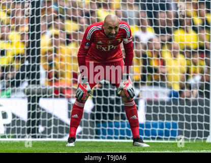 London, Großbritannien. 18 Mai, 2019. Torwart Heurelho Gomes von Watford im FA Cup Finale zwischen Manchester City und Watford im Wembley Stadion, London, England am 18. Mai 2019. Foto von Andy Rowland. Credit: PRiME Media Images/Alamy leben Nachrichten Stockfoto