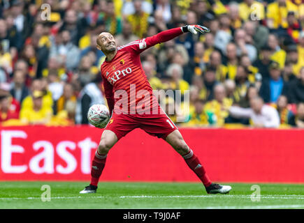 London, Großbritannien. 18 Mai, 2019. Torwart Heurelho Gomes von Watford im FA Cup Finale zwischen Manchester City und Watford im Wembley Stadion, London, England am 18. Mai 2019. Foto von Andy Rowland. Credit: PRiME Media Images/Alamy leben Nachrichten Stockfoto