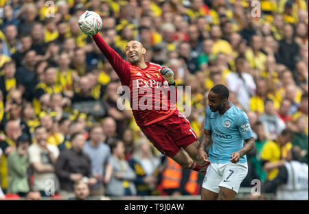 London, Großbritannien. 18 Mai, 2019. Torwart Heurelho Gomes von Watford im FA Cup Finale zwischen Manchester City und Watford im Wembley Stadion, London, England am 18. Mai 2019. Foto von Andy Rowland. Credit: PRiME Media Images/Alamy leben Nachrichten Stockfoto