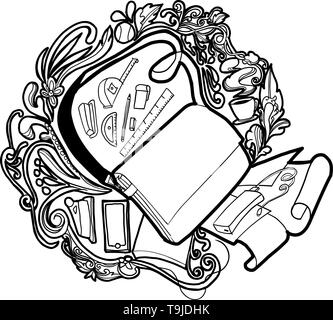 Konzept der Doodle ornament Zeichnung Vektor der studieren oder lernen in moderne Technik und umweltfreundliche Lebensweise Stock Vektor