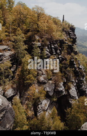 Blick auf den Lilienstein in der Sächsischen Schweiz, Deutschland Stockfoto