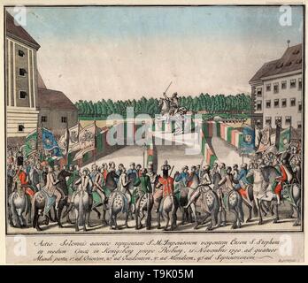 Die Krönung von Kaiser Leopold II. als König von Ungarn in Preßburg am 15. November 1790. Museum: private Sammlung. Autor: anonym. Stockfoto