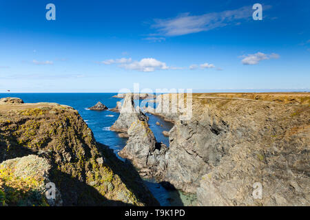 Die berühmten Orte der Insel Belle Ile en Mer, Nadeln von Port-Coton und die Klippen Stockfoto