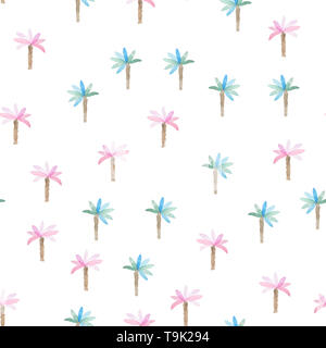 Waterclolr nahtlose Muster mit Palmen. Strand style Hand gezeichnet. Stockfoto
