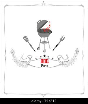 Barbecue Party Menü Karte Einladung Stock Vektor