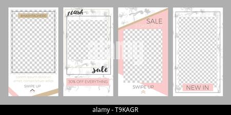 Satz von Vorlagen für Geschichten mit Platz für Foto Stock Vektor