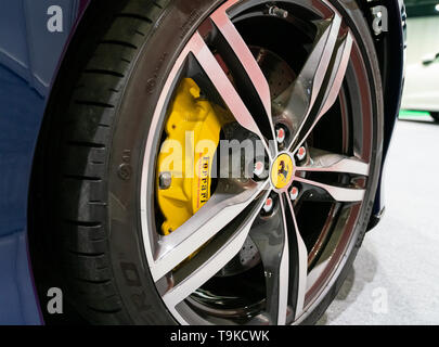 18. Mai 2019. London, Großbritannien. Ferrai Portafino 20-Zoll-Räder in Aluminium-Schmiede matt zwei-ton Diamond fertige Rad. Stockfoto