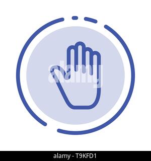 Körpersprache, Gestik, Hand, Schnittstelle, blau gepunktete Linie Symbol Stock Vektor