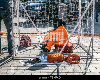 14 Stunde eingesperrten Mahnwache in Trafalgar Square im Protest der Shaker Aamer Inhaftierung in Guantanamo Bay Stockfoto