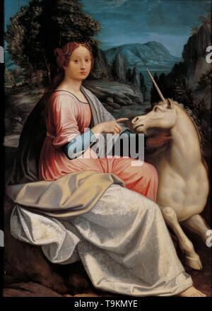 Dame und das Einhorn. Museum: Museo Nazionale di Castel Sant'Angelo. Autor: LUCA LONGHI. Stockfoto