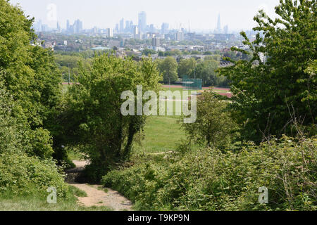 Der Blick über Central London vom Parliament Hill, Hampstead Heath, London Borough of Camden, London. GROSSBRITANNIEN Stockfoto