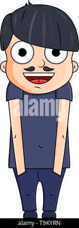 Cute cartoon junger Mann mit glücklichen Gefühlen. Vector Illustration Stock Vektor
