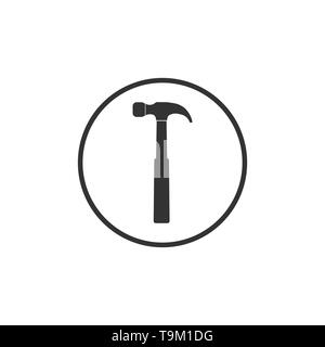 Hammer, das Werkzeug Symbol. Vector Illustration, flache Bauform. Stock Vektor