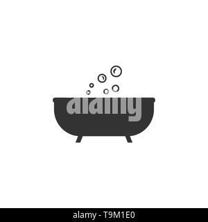 Badewanne, Badezimmer, Dusche. Vector Illustration, flache Bauform. Stock Vektor