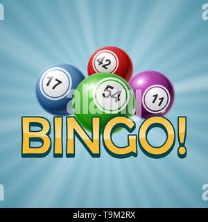 Bingo oder Lotterie Anzahl Kugeln bunt. Vector Illustration EPS 10. Stock Vektor