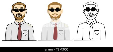Satz von berded Mann in anderen Stil. Isolierte Vector Illustration Stock Vektor