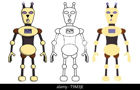 Der Roboter in verschiedenen Stil. Isolierte Vector Illustration Stock Vektor