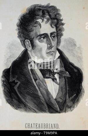 Portrait von François-René, Vicomte de Chateaubriand (1768-1848). Museum: private Sammlung. Autor: Gustave Dore. Stockfoto