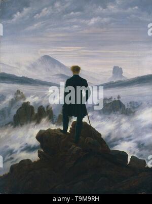 Wanderer über dem Nebelmeer. Museum: Kunsthalle, Hamburg. Thema: Caspar David Friedrich. Stockfoto