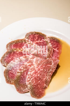 Frische japanische Wagyu Beef BBQ yakiniku Stockfoto