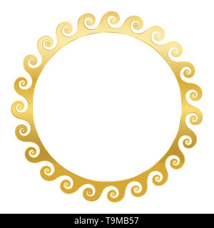 Goldene Spiralen. Nahtlose mäander Muster. Wellen in wiederholten Motiv geprägt. Blättern Muster. Dekorative Grenze. Vitruvianische Wave. Stockfoto