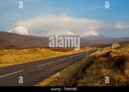 A832 Straße am Fain, Wester Ross, Highland Schottland Stockfoto