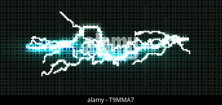 Blitz in verschiedenen Farben, leuchtende Thunderbolt und brightning power Schock magic Linien auf schwarzem Hintergrund. Vector Illustration. Stock Vektor