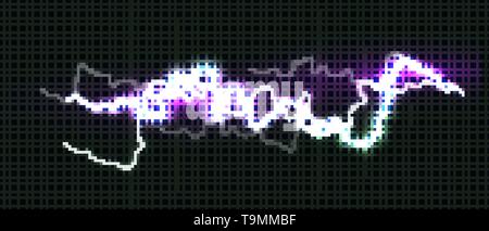 Blitz in verschiedenen Farben, leuchtende Thunderbolt und brightning power Schock magic Linien auf schwarzem Hintergrund. Vector Illustration. Stock Vektor
