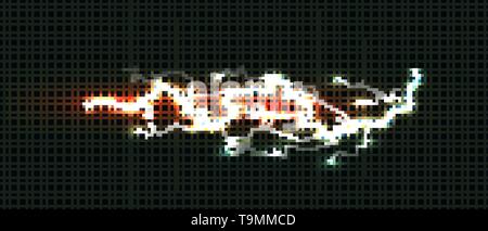 Blitz in verschiedenen Farben, leuchtende Thunderbolt und brightning power Schock magic Linien auf schwarzem Hintergrund. Vector Illustration. Stock Vektor