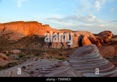 Sonnenuntergang im Valley of Fire State Park, Nevada Stockfoto