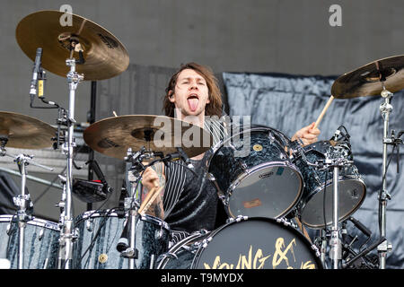 Mai 19, 2019 - Columbus, Ohio, USA - GETHIN DAVIES Der Streben, während die Sonic Temple Music Festival an der MAPFRE Stadion in Columbus, Ohio (Credit Bild: © Daniel DeSlover/ZUMA Draht) Stockfoto