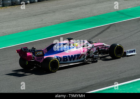 Barcelona, Spanien. 14. Mai, 2019 - Nick Yelloly aus Großbritannien mit 34 SportPesa Racing Point Team am Anschluss während der F 1. Mai Test am Circuit de Catalunya. Stockfoto