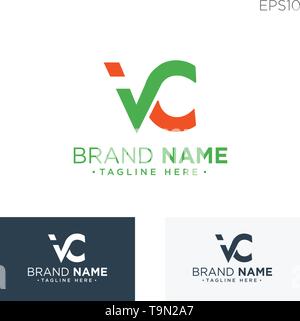 Monogramm initiale Vc, Vc, VC-logo Vorlage Farbe schwarz Vector Illustration - Vektor Stock Vektor