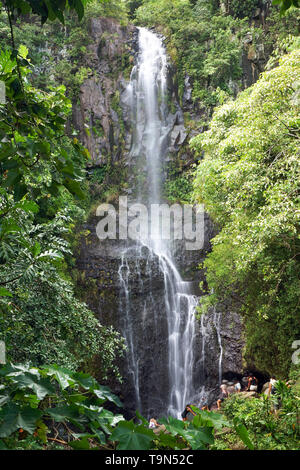 Wailua Wasserfälle in Maui Stockfoto