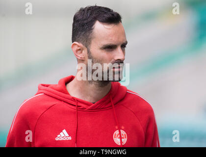 Edinburgh, Großbritannien. 19. Mai 2019. Joe Lewis von Aberdeen vor der Ladbrokes Premiership Übereinstimmung zwischen Hibernian und Aberdeen an Ostern Straße am 19. Mai 2019 in Edinbugh, UK. Nur die redaktionelle Nutzung, eine Lizenz für die gewerbliche Nutzung erforderlich. Keine Verwendung in Wetten, Spiele oder einer einzelnen Verein/Liga/player Veröffentlichung. Credit: Scottish Borders, Medien/Alamy leben Nachrichten Stockfoto