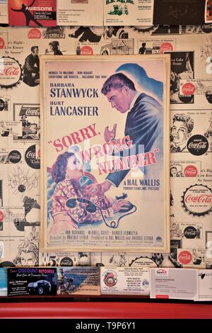 Film Plakat für 1948 Film Sorry falsche Nummer, mit Barbara Stanwyck, Burt Lancaster, Ann Richards, in Hollywood, Kalifornien gedreht Stockfoto
