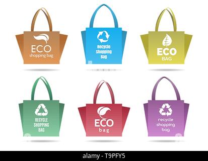 Recycling shopping ecobags eingestellt Stock Vektor