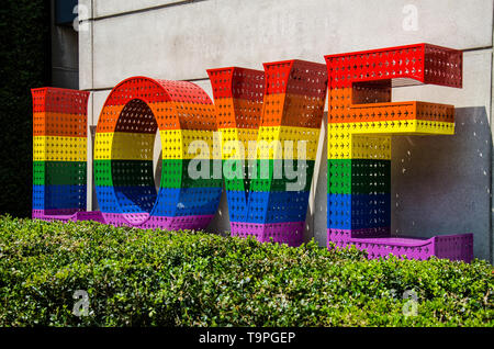 Hippie bunt Liebe Zeichen Stockfoto