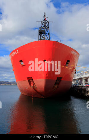 Die Aurora Australis ist der australischen Regierung Antarktisforschung und Nachschub Schiff aus dem Hafen Stadt Hobart in Tasmanien Aus arbeitet Stockfoto